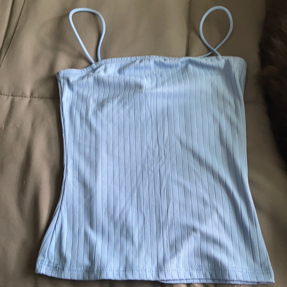 blue spaghetti strap tank